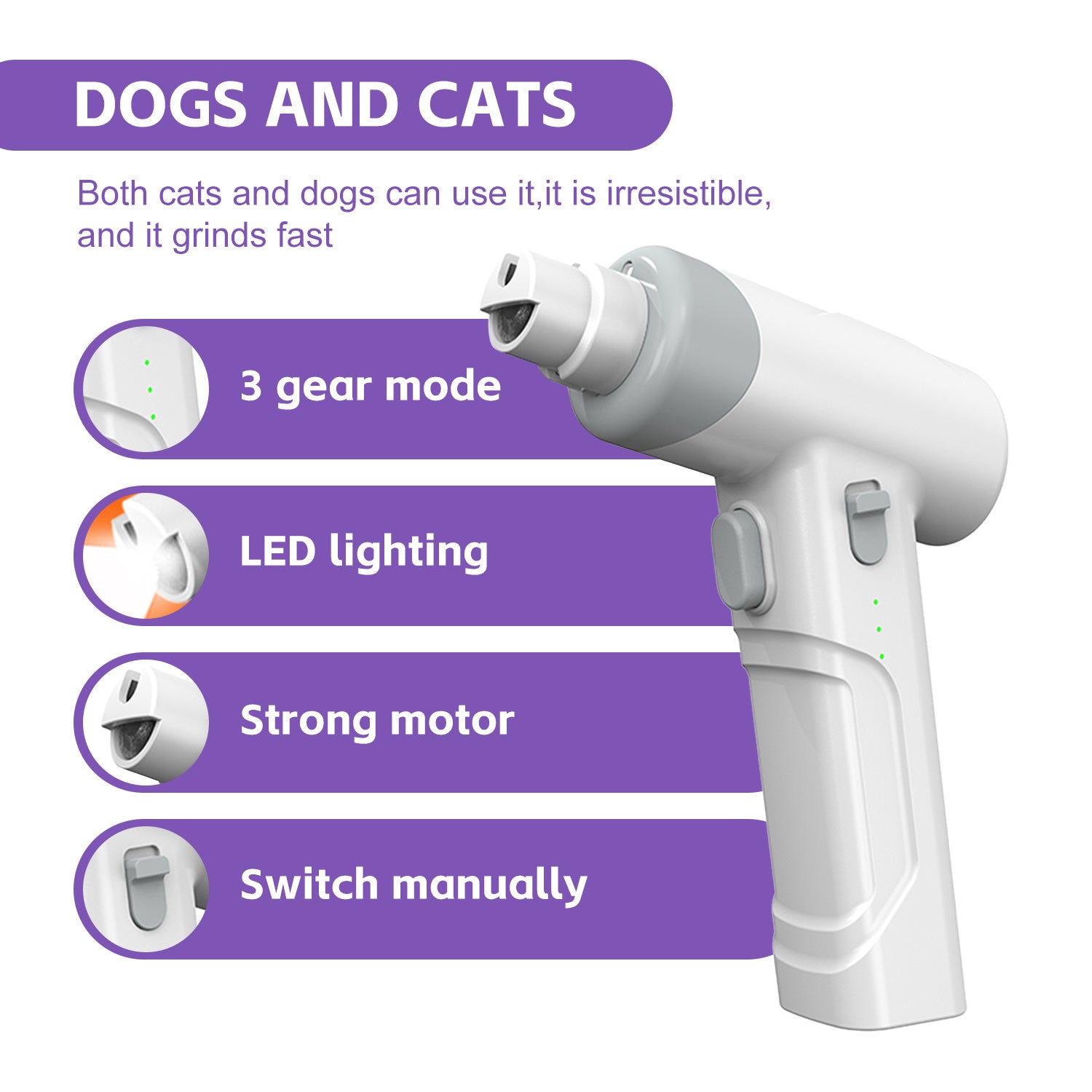 JMT-469130 LED Lighted Rechargeable Dog and Cat Nail Clippers with Quick Sensor and Safety Guard