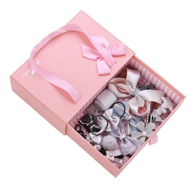 JMT-469578 Children's Handmade Hair Accessories Set with Bows - 18-Piece Collection in Various Colors and Packaging Options
