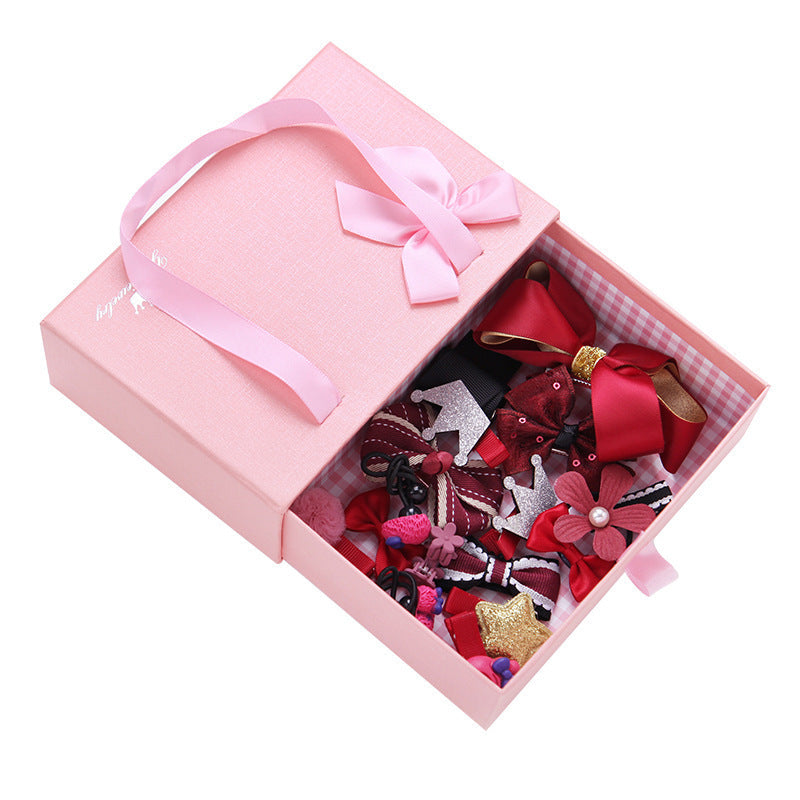 JMT-469578 Children's Handmade Hair Accessories Set with Bows - 18-Piece Collection in Various Colors and Packaging Options