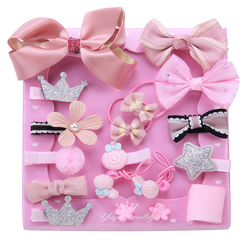 JMT-469578 Children's Handmade Hair Accessories Set with Bows - 18-Piece Collection in Various Colors and Packaging Options