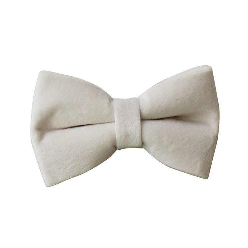 JMT-469706 Milky White Velvet Dog Collar with Alloy Buckle for All Breeds