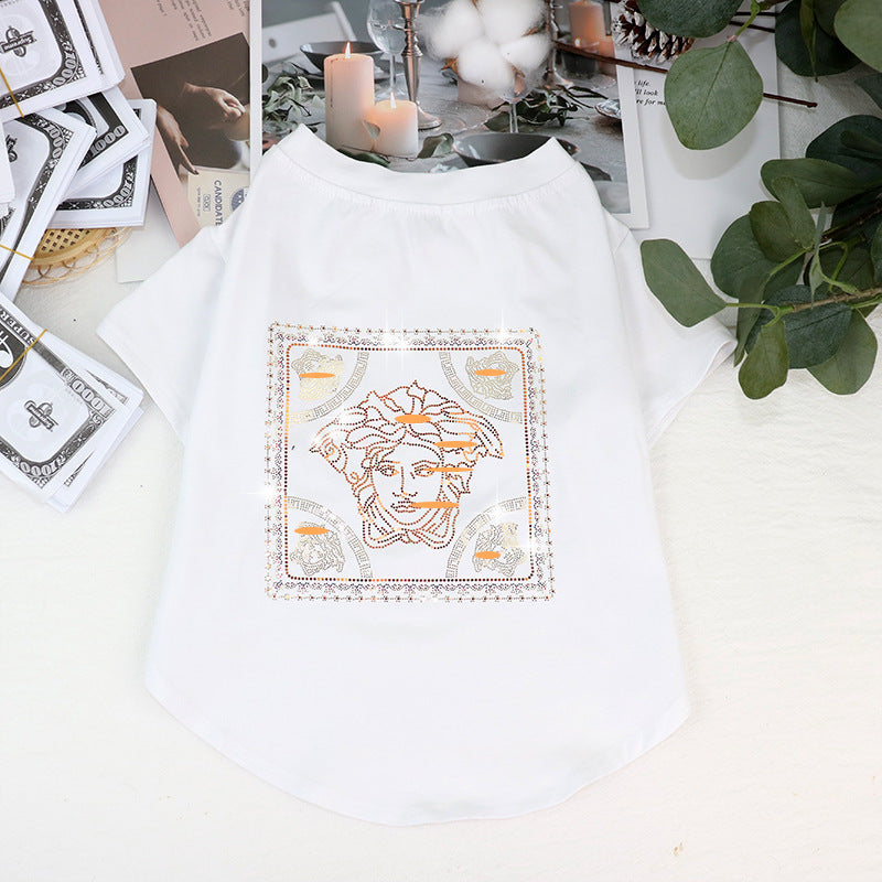 JMT-469834 Schnauzer Summer T-shirt in Cotton, Lightweight Design for Pets - Available in White and Black, Sizes S to XXL