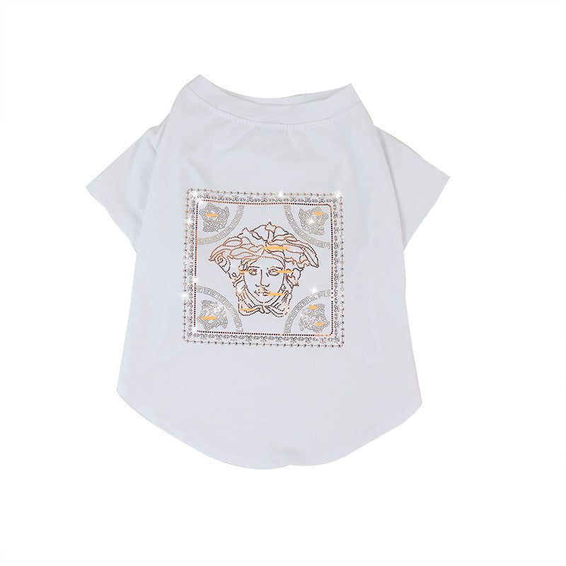JMT-469834 Schnauzer Summer T-shirt in Cotton, Lightweight Design for Pets - Available in White and Black, Sizes S to XXL