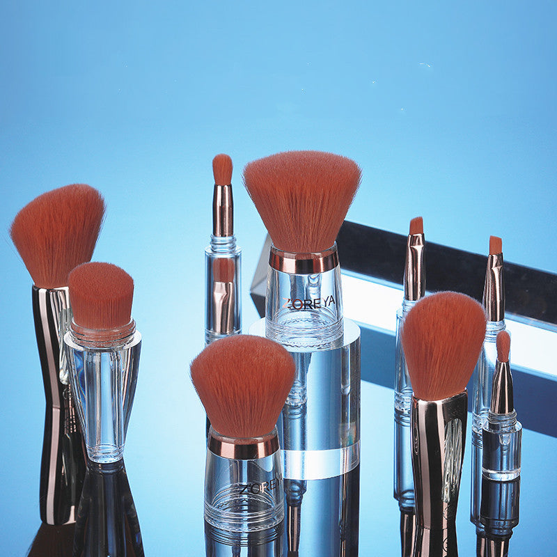 JMT-470474 Transparent Acrylic Makeup Brush Set - 9 Essential Brushes with Man-Made Fiber Bristles