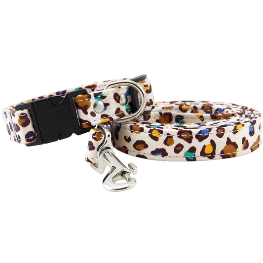 JMT-470858 Pure Cotton Adjustable Dog Collar with Matching Leash - Various Sizes Available