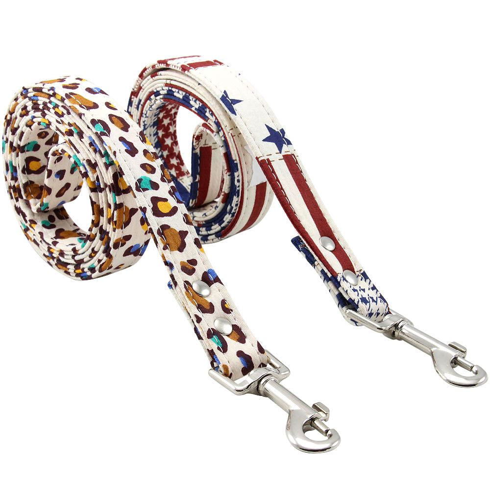 JMT-470858 Pure Cotton Adjustable Dog Collar with Matching Leash - Various Sizes Available