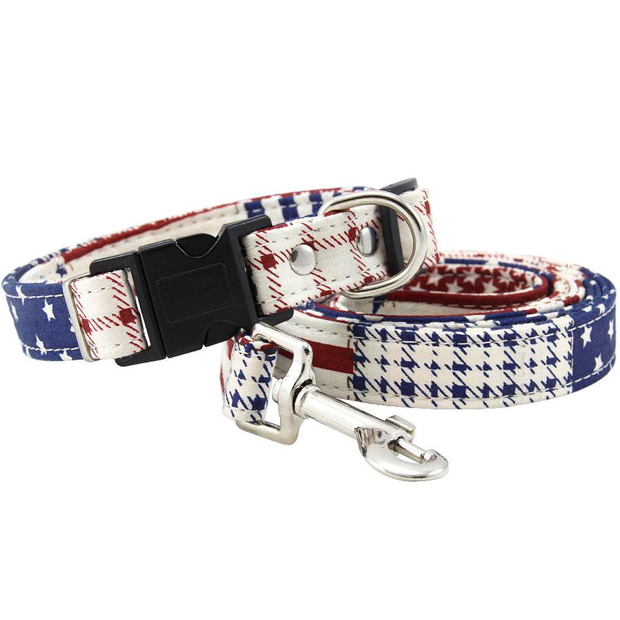 JMT-470858 Pure Cotton Adjustable Dog Collar with Matching Leash - Various Sizes Available
