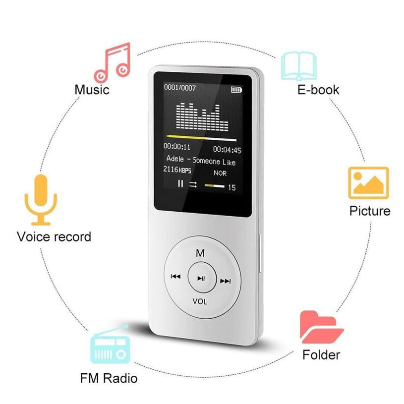 JMT-471178 Compact Portable MP3 Player with 1.8-Inch TFT Display and FM Radio
