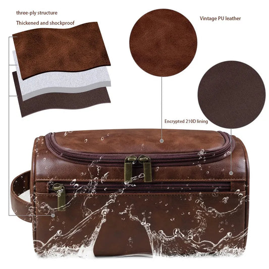 JMT-471242 Large Capacity Waterproof PU Leather Cosmetic Bag for Travel and Storage