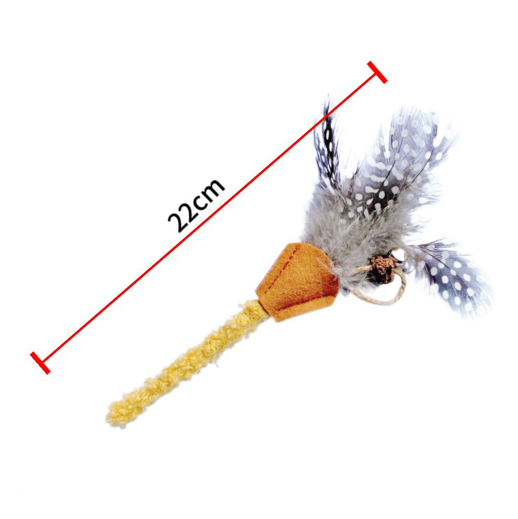 JMT-471498 Natural Polygonum Wood Molar Stick for Cats - Interactive Feather Toy
