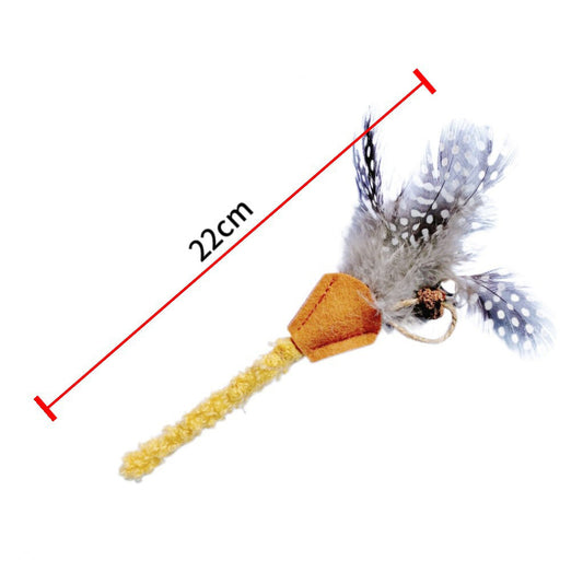 JMT-471498 Natural Polygonum Wood Molar Stick for Cats - Interactive Feather Toy