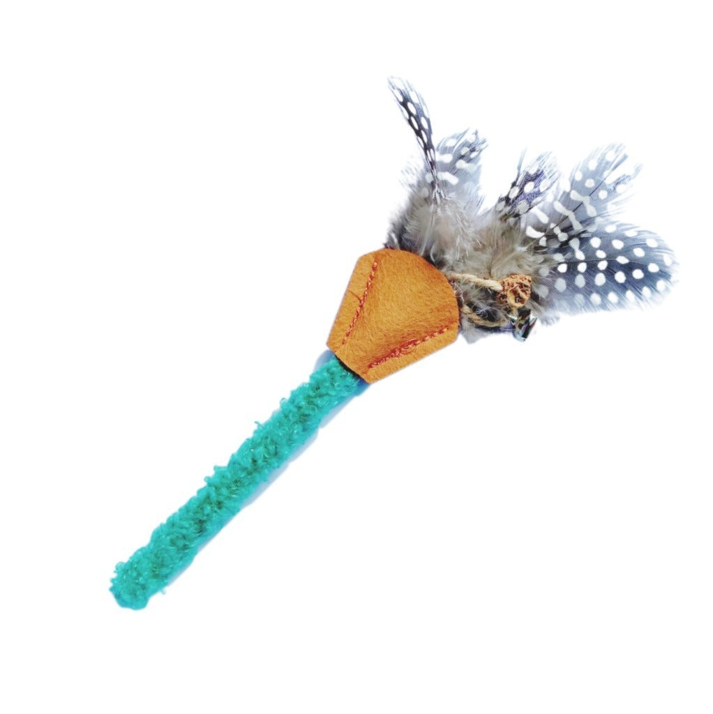 JMT-471498 Natural Polygonum Wood Molar Stick for Cats - Interactive Feather Toy