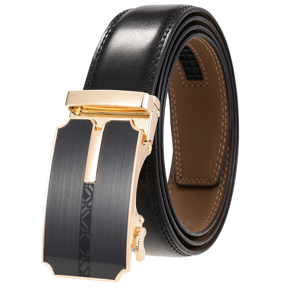 JMT-471946 Custom Leather Ratchet Waist Belt with Pin Buckle for Men - Model LY36-22001-1