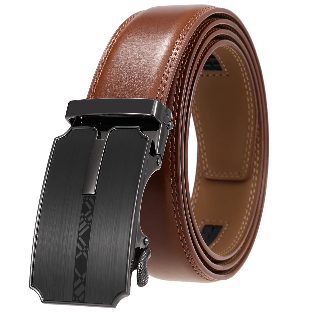 JMT-471946 Custom Leather Ratchet Waist Belt with Pin Buckle for Men - Model LY36-22001-1