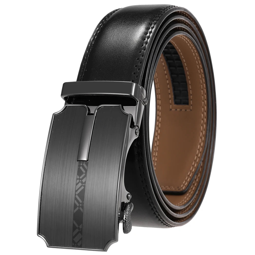 JMT-471946 Custom Leather Ratchet Waist Belt with Pin Buckle for Men - Model LY36-22001-1