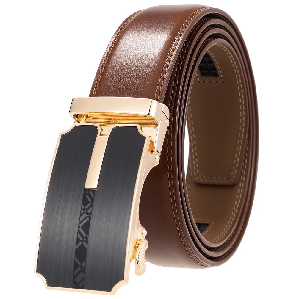JMT-471946 Custom Leather Ratchet Waist Belt with Pin Buckle for Men - Model LY36-22001-1