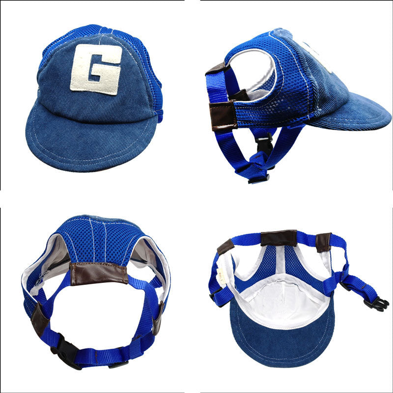 JMT-472138 Stylish Sun Hat for Dogs in Blue and Brown - Available in Multiple Sizes