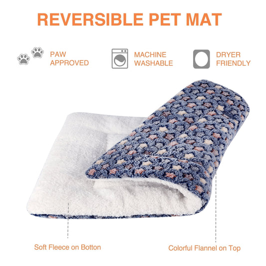 JMT-472330 Reversible Soft Coral Velvet Pet Bed Mat for Dogs and Cats - Washable Crate Pad with Non-Slip Backing