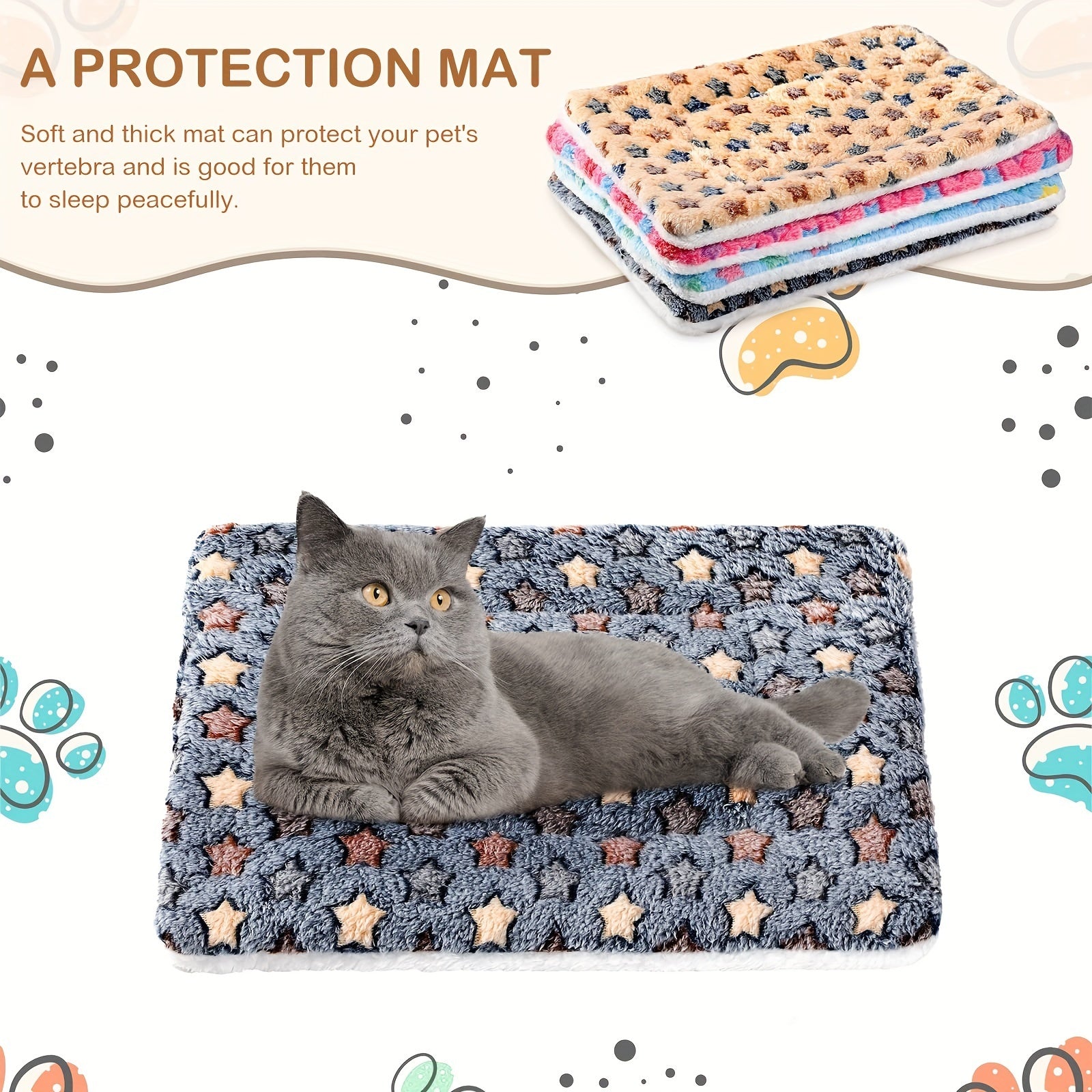 JMT-472330 Reversible Soft Coral Velvet Pet Bed Mat for Dogs and Cats - Washable Crate Pad with Non-Slip Backing