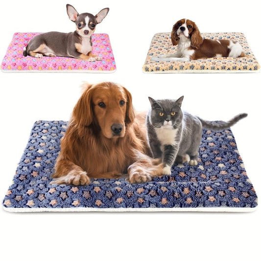 JMT-472330 Reversible Soft Coral Velvet Pet Bed Mat for Dogs and Cats - Washable Crate Pad with Non-Slip Backing