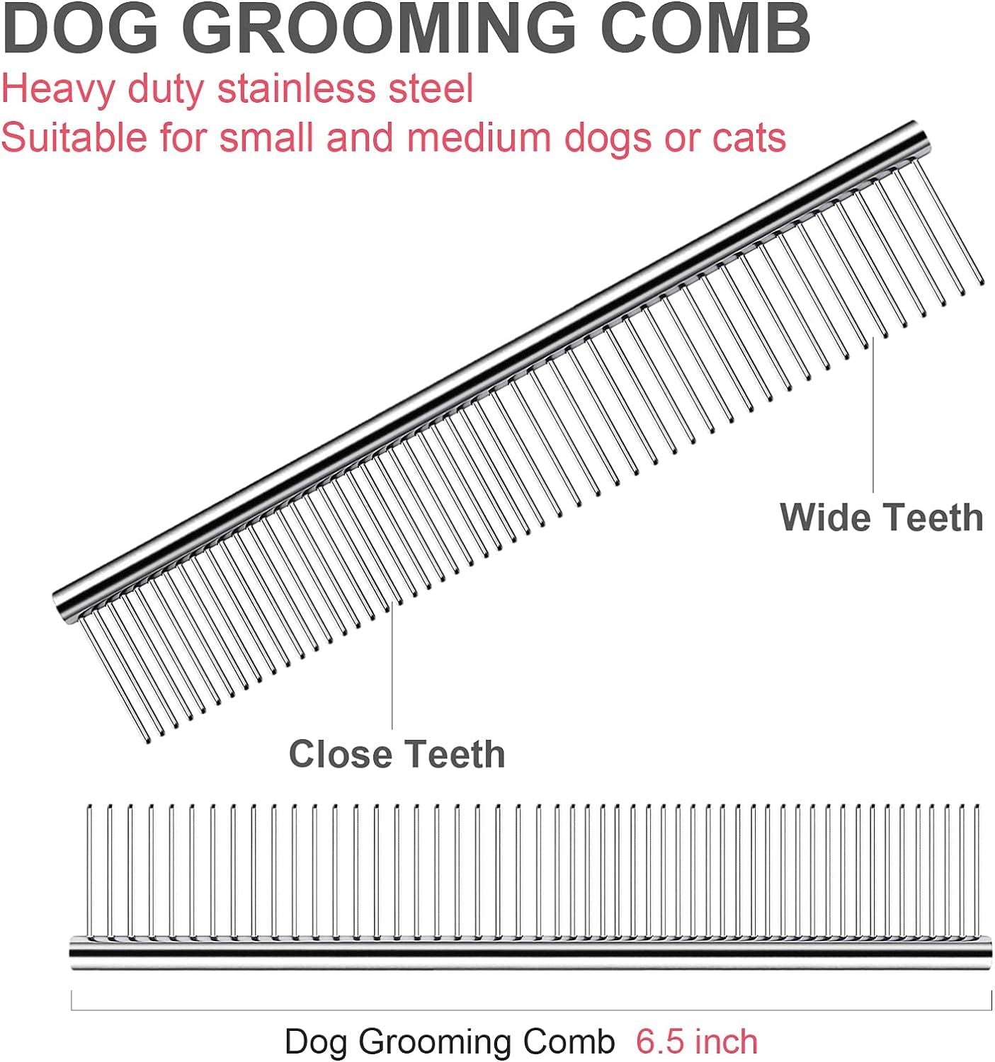 JMT-472586 Professional Dog Grooming Scissors Set with Safety Round Tips, Stainless Steel Thinning and Curved Scissors, Pet Comb Included