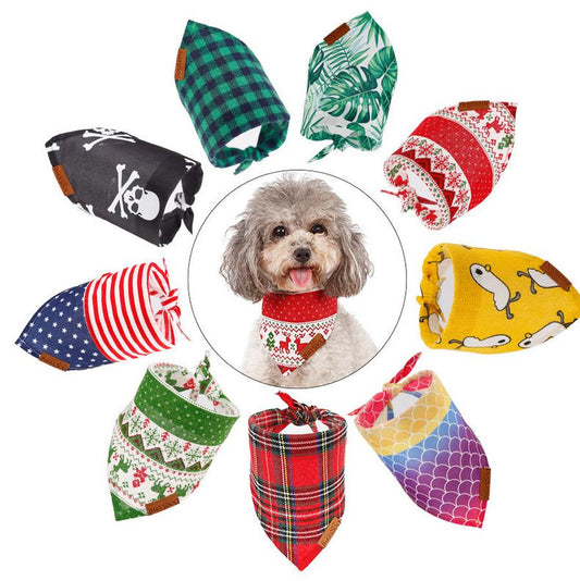JMT-472970 Pet Triangle Scarf & Saliva Towel for Dogs and Cats - Cotton/Polyester, Available in 9 Colors, Sizes S and L