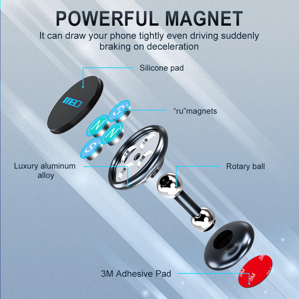 JMT-473354 Adjustable Mini Car Mobile Phone Holder with Strong Magnetic Base