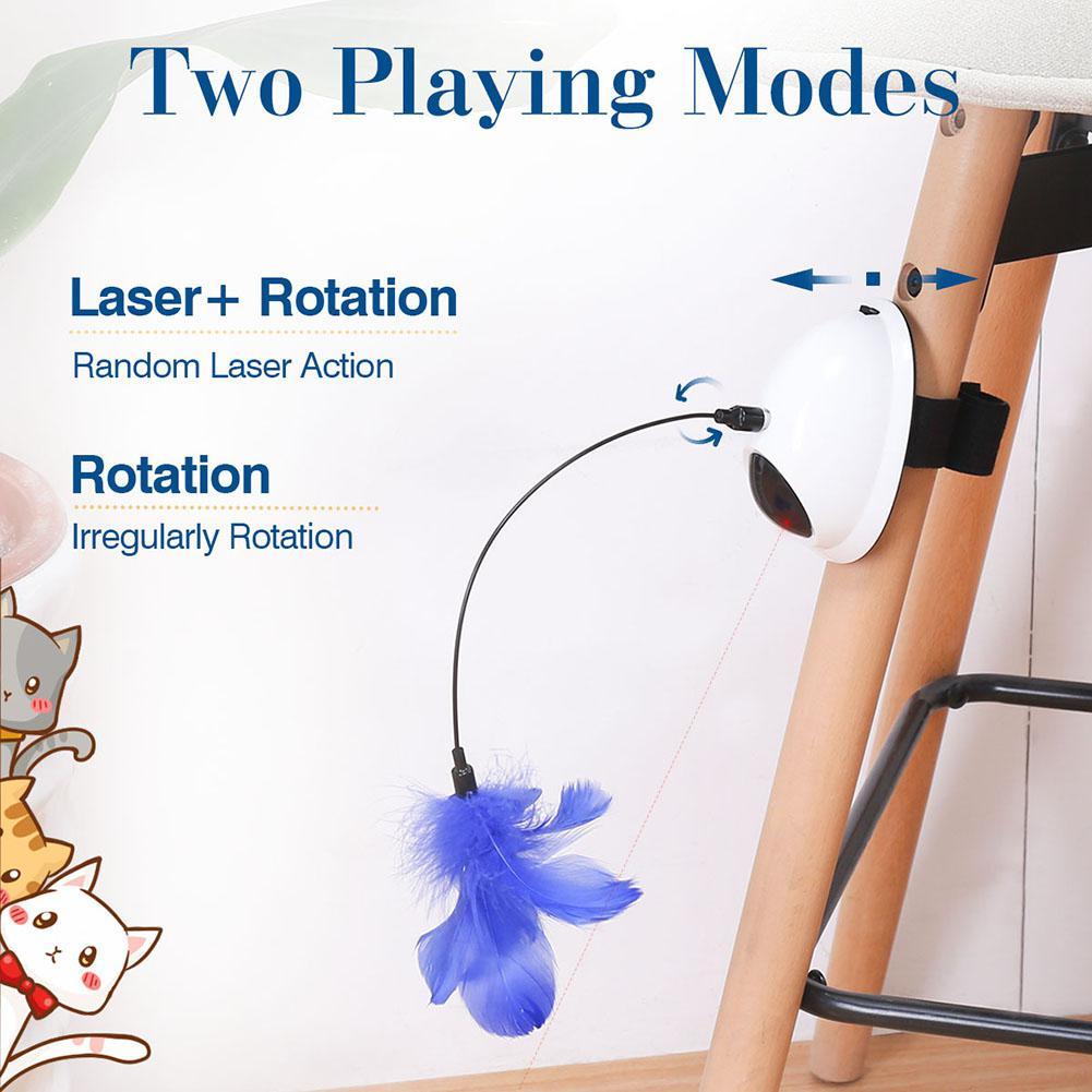 JMT-473802 Interactive Electric Cat Toy with Feather and Laser Motion for Exercise and Entertainment