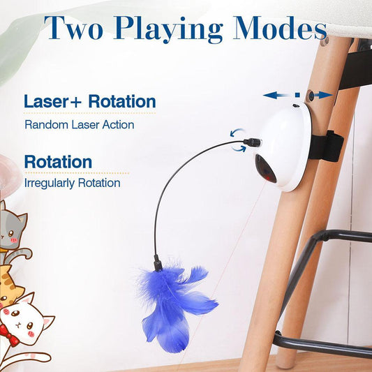 JMT-473802 Interactive Electric Cat Toy with Feather and Laser Motion for Exercise and Entertainment