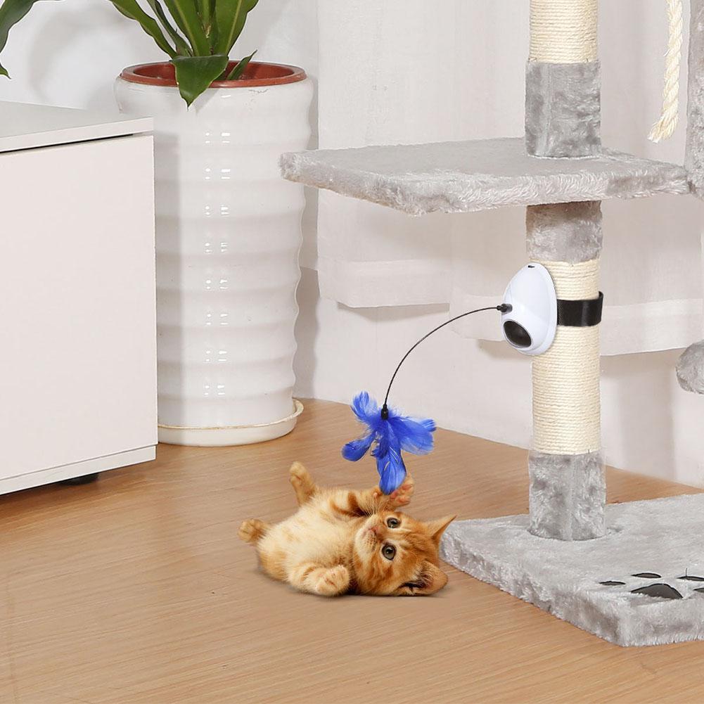 JMT-473802 Interactive Electric Cat Toy with Feather and Laser Motion for Exercise and Entertainment