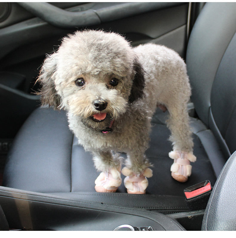 JMT-474122 Warm Plush Dog Booties with Ear Decoration - Anti-Slip Paw Protectors for Small Dogs