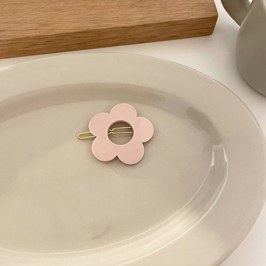 JMT-474186 Cute Solid Color Flower Hairpin - Candy Color Side Clip Hair Accessory