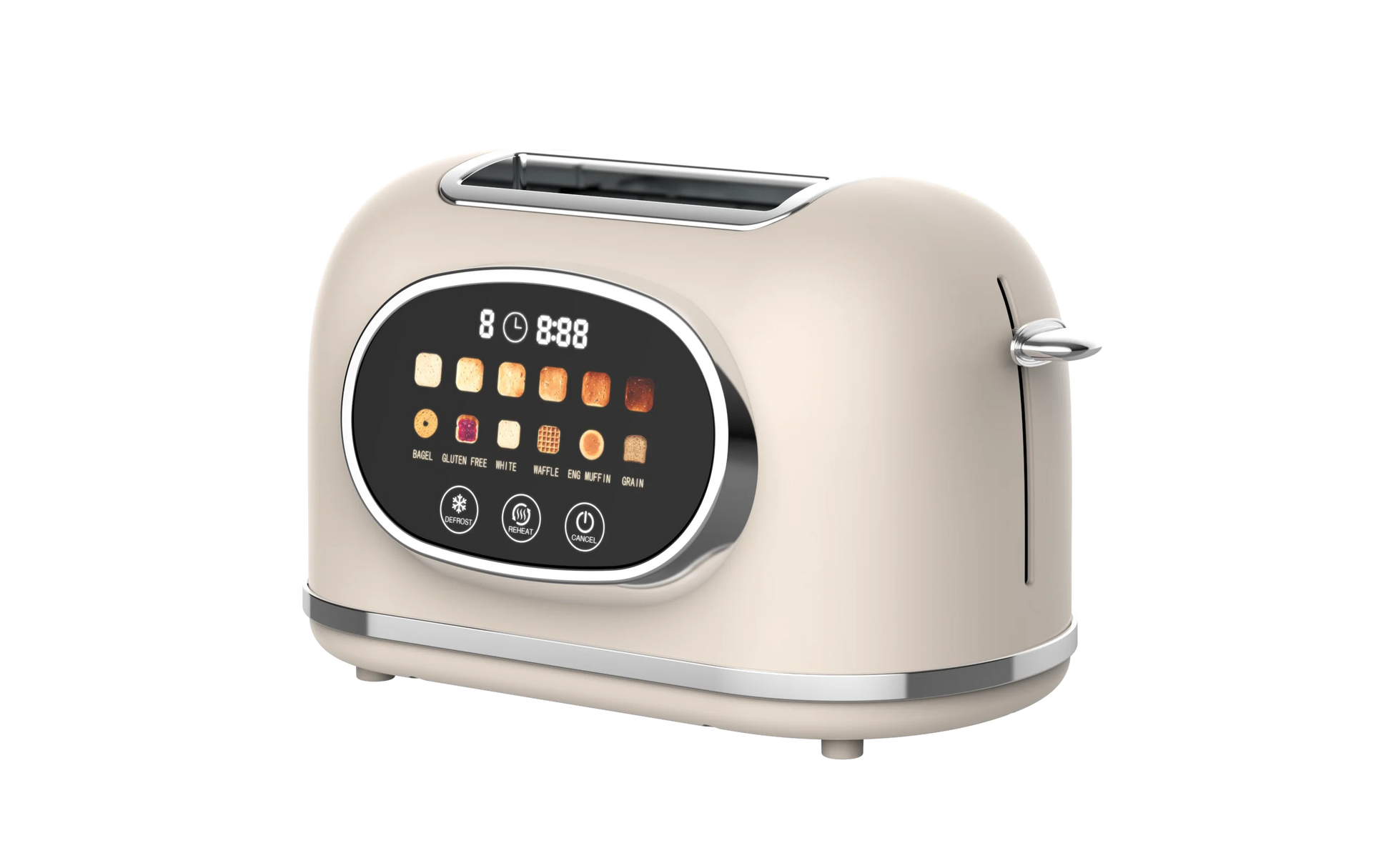 JMT-474314 Retro 2-Slice Stainless Steel Toaster with Smart Touch Control and Colourful Display