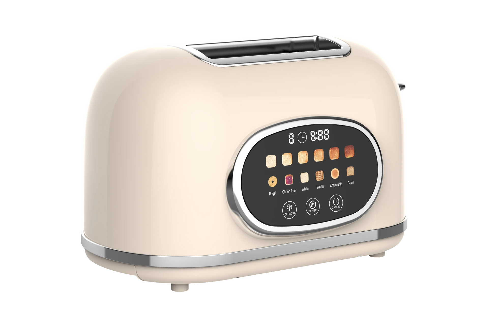 JMT-474314 Retro 2-Slice Stainless Steel Toaster with Smart Touch Control and Colourful Display