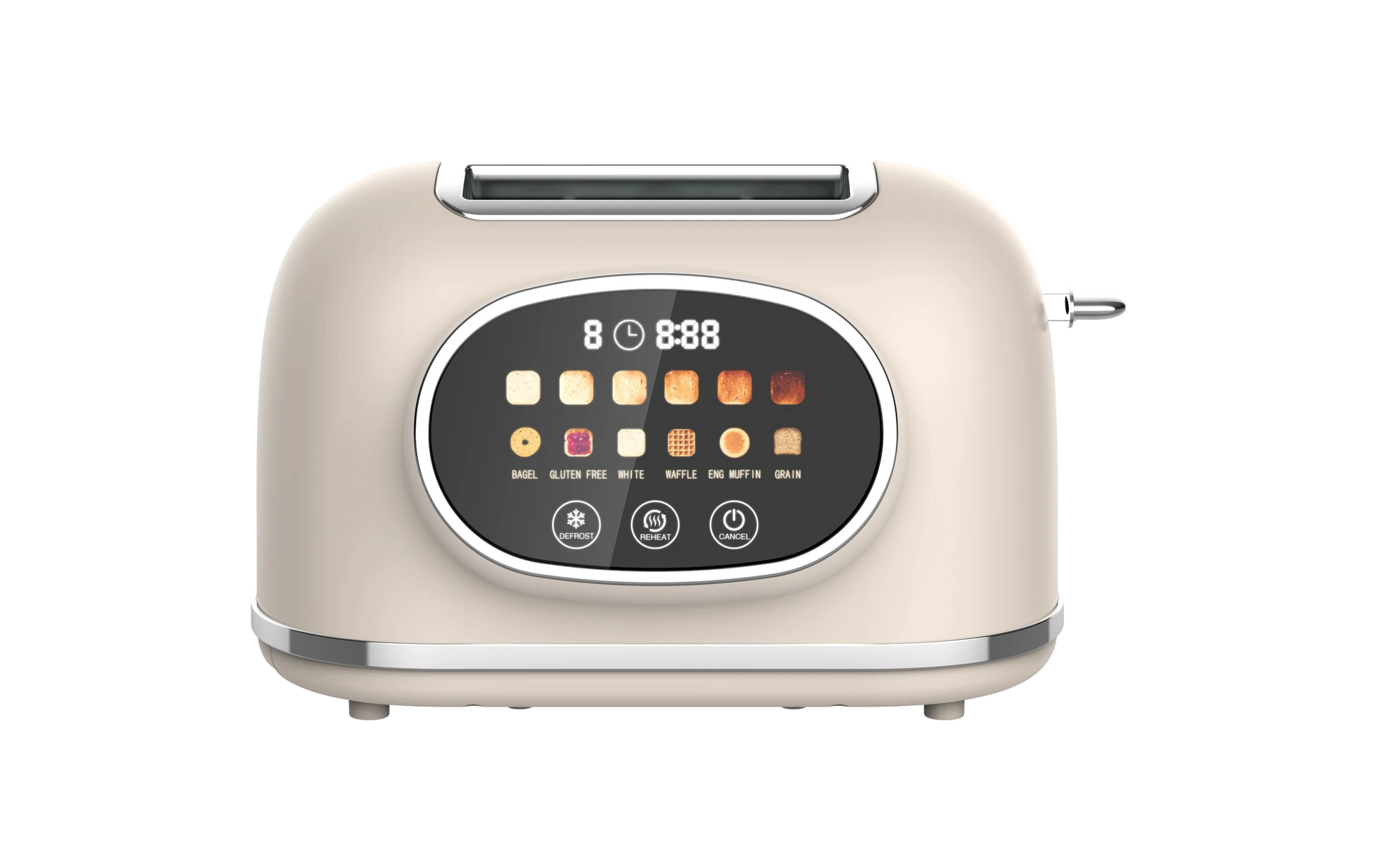 JMT-474314 Retro 2-Slice Stainless Steel Toaster with Smart Touch Control and Colourful Display