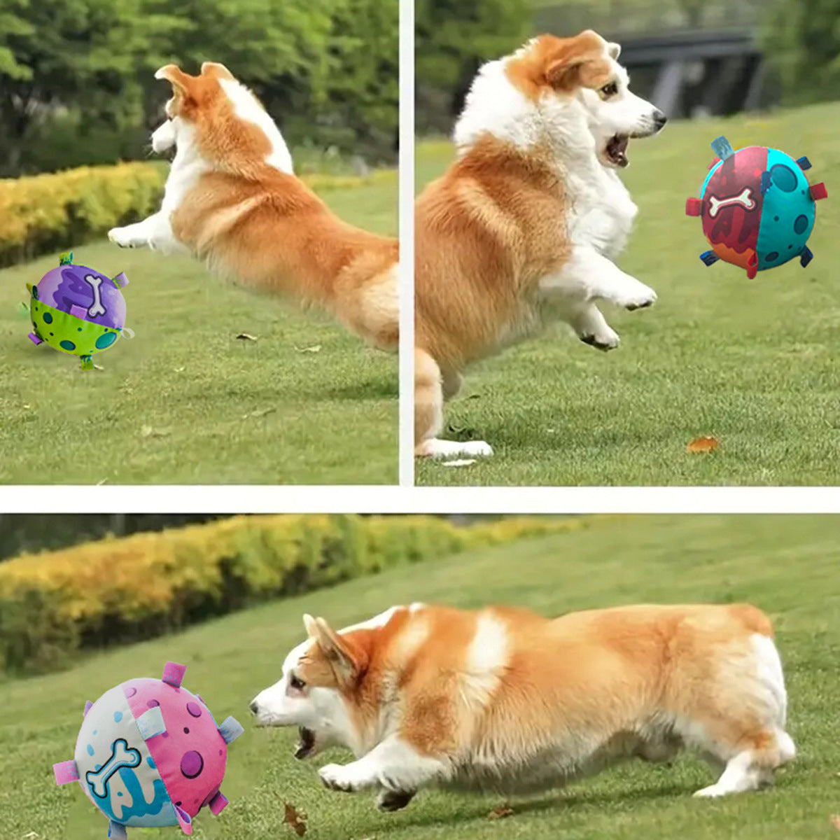 JMT-474634 Interactive Soccer Ball Dog Toy with Straps - Durable Water-Resistant Tug of War Play for Medium Dogs