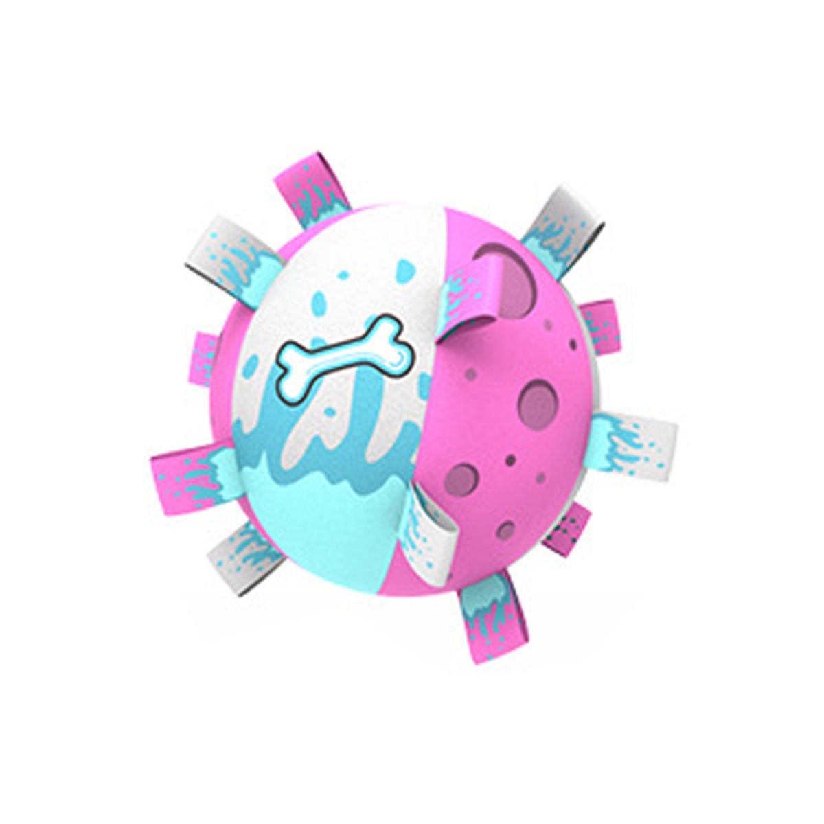 JMT-474634 Interactive Soccer Ball Dog Toy with Straps - Durable Water-Resistant Tug of War Play for Medium Dogs