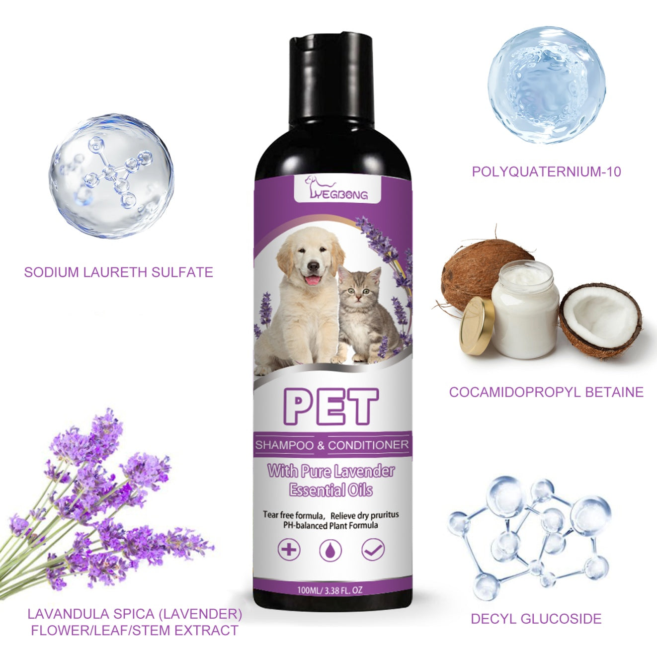 JMT-474890 Gentle Pet Shampoo for Itchy Skin Relief, Soft and Tangle-Free Fur