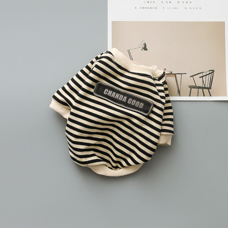 JMT-475274 Pet Round Collar Striped Hoodie in Cotton - Multiple Sizes Available