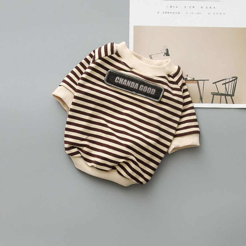 JMT-475274 Pet Round Collar Striped Hoodie in Cotton - Multiple Sizes Available