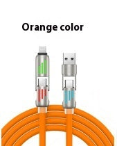 JMT-475338 240W Colorful Breathing Light Four-in-One Fast Charging Cable with Multiple Interfaces