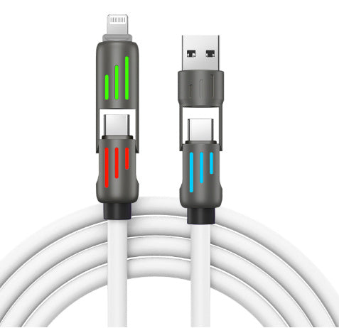 JMT-475338 240W Colorful Breathing Light Four-in-One Fast Charging Cable with Multiple Interfaces