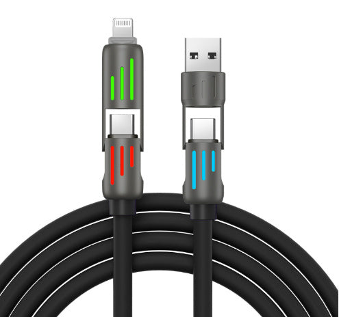 JMT-475338 240W Colorful Breathing Light Four-in-One Fast Charging Cable with Multiple Interfaces