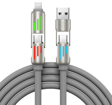 JMT-475338 240W Colorful Breathing Light Four-in-One Fast Charging Cable with Multiple Interfaces