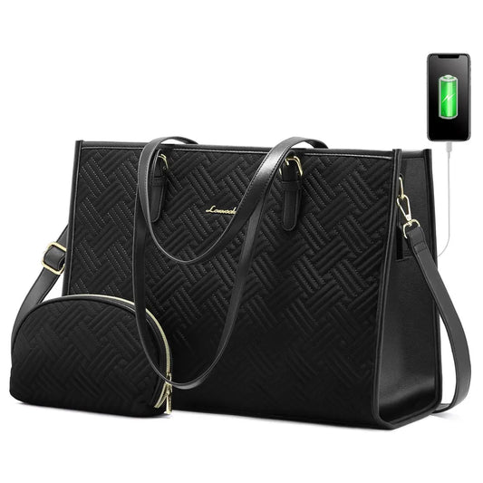 JMT-475530 Sleek 15.6 Inch Laptop Tote Handbag and Shoulder Bag Set for Professional Women