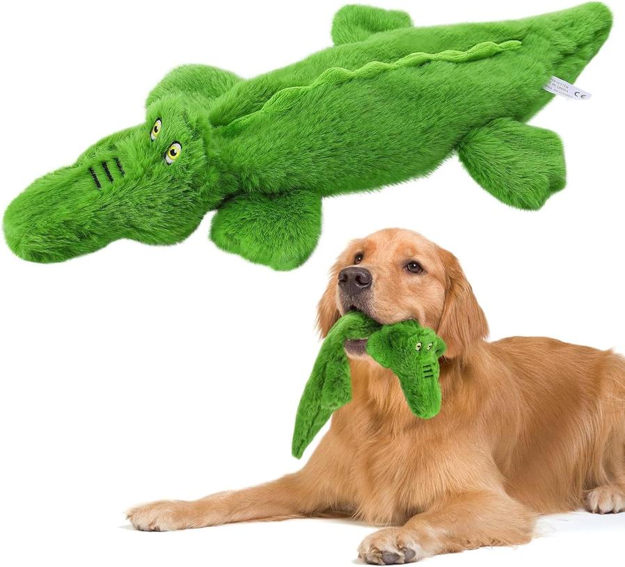 JMT-475786 Durable Plush Crocodile Squeaky Dog Toy for Medium to Large Aggressive Chewers