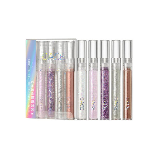 JMT-476234 Aurora Liquid Eyeshadow Set - Smudge-Free Glittering Pearls, 5 Shades
