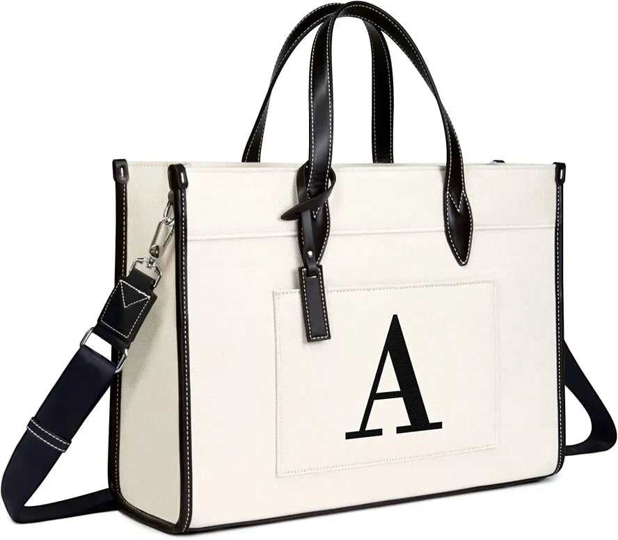 JMT-476298 Stylish Canvas Laptop Tote Bag for 15.6 Inch Computers with Monogramming Options, Featuring Multiple Pockets