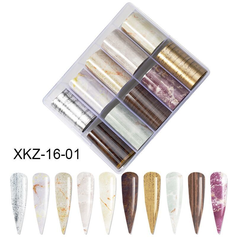 JMT-477258 Marble Smudge Pattern Cellophane Nail Art Stickers - 10 Color Variants, 120m x 4cm