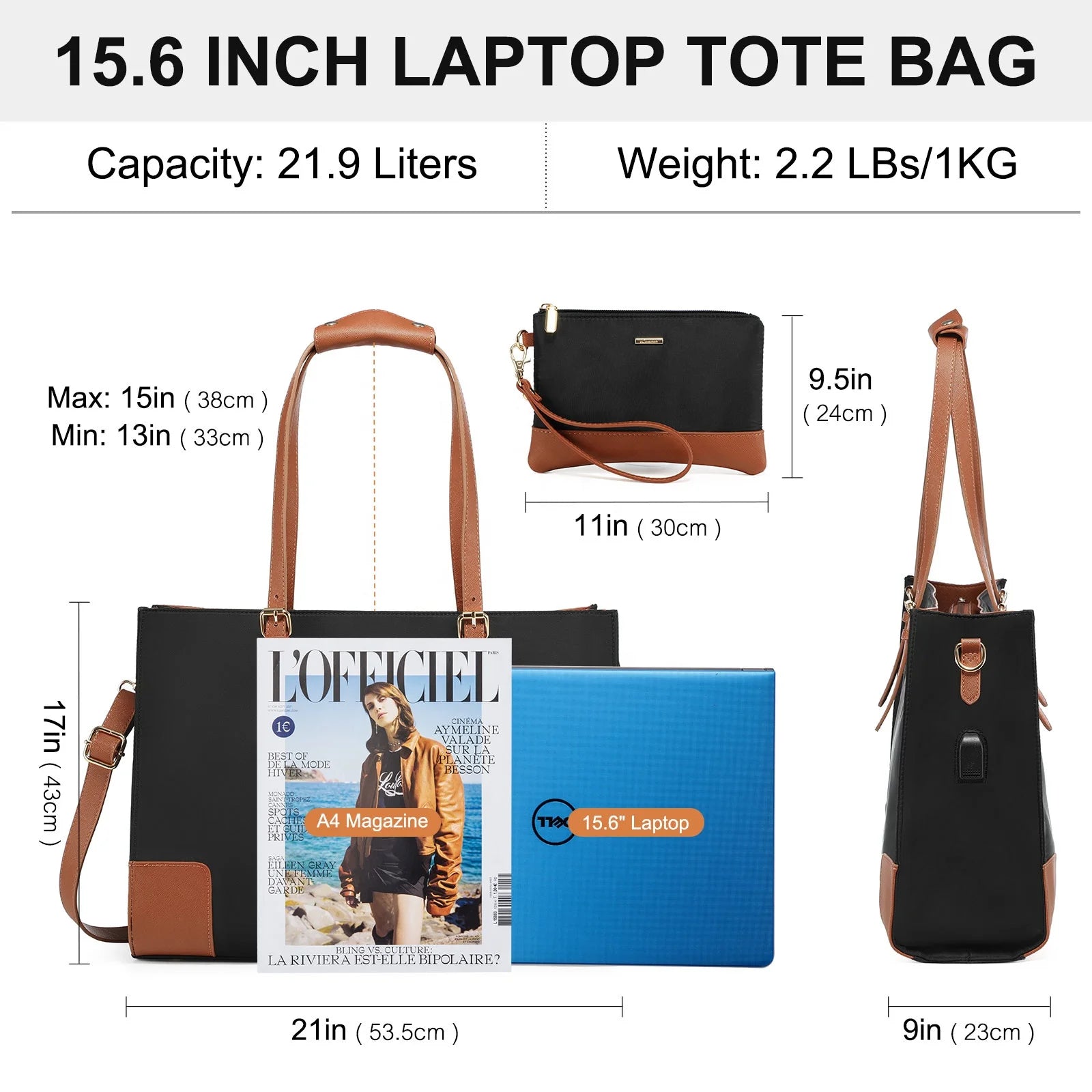 JMT-477770 Elegant Ladies' 2-Piece Tote Bag Set with Large Capacity for 15.6-Inch Laptops and Daily Essentials